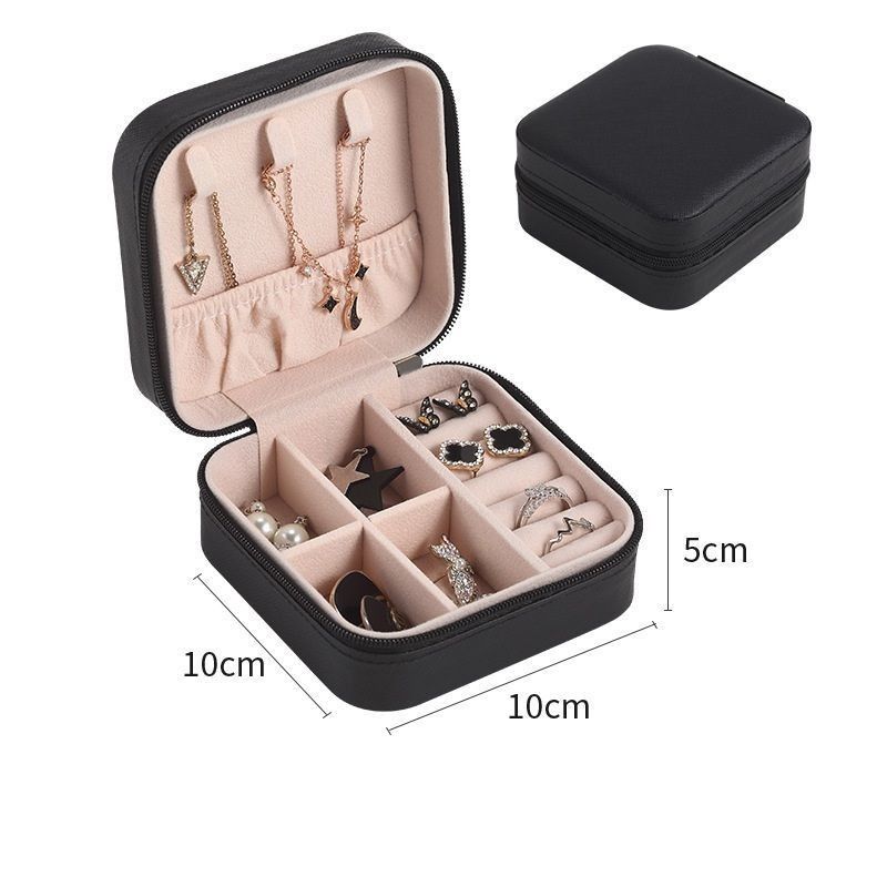 사각형 보석 세트 선물 상자 여성 소녀를위한 미니 상자 패션 솔리드 고급 휴대용 PU 가죽 PVC 고판